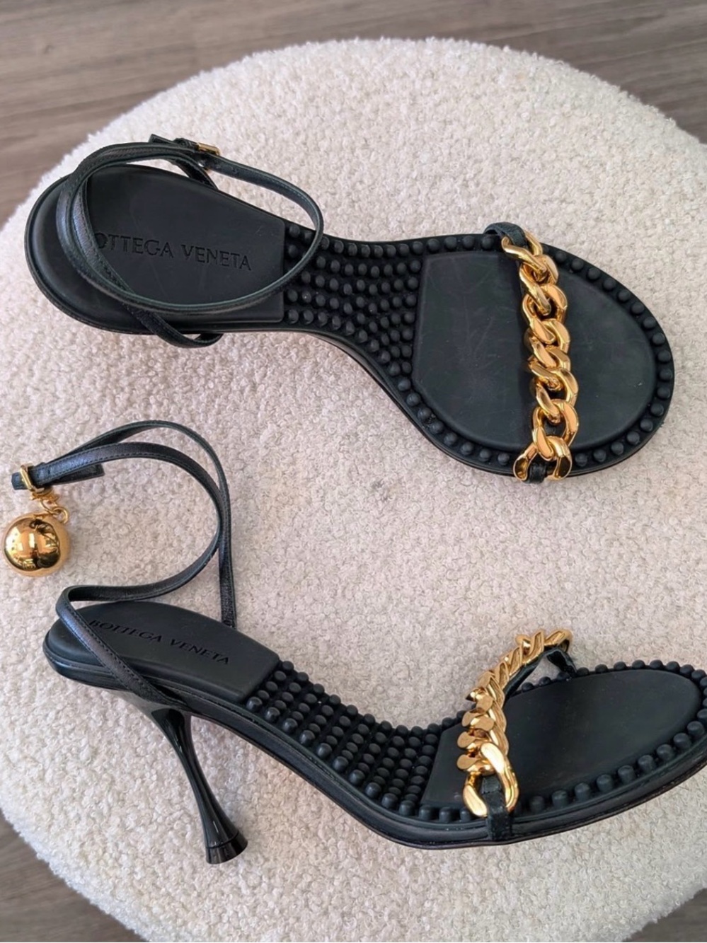 Bottega Inspired Heel Sandals with Gold Chain (BRAND NEW)